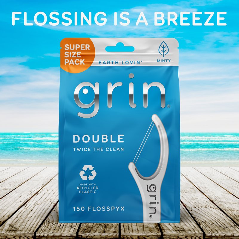 Double Floss Picks with Mint Flavor - Eco-Friendly Recycled Plastic, 150+ Count Options