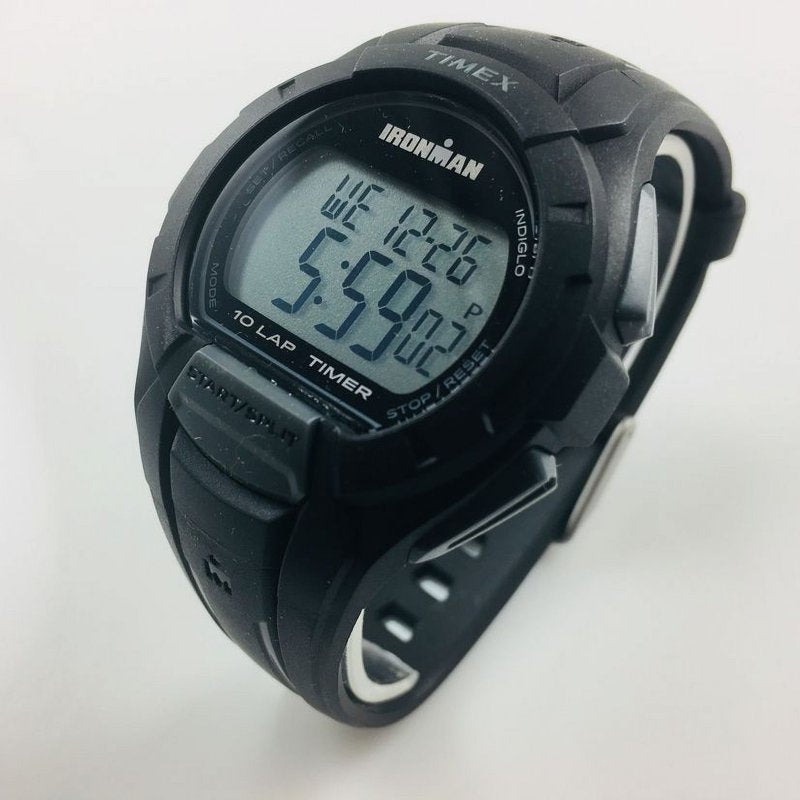 Men's Digital Sports Watch - 100H Chronograph, Water-Resistant, Black Resin Strap