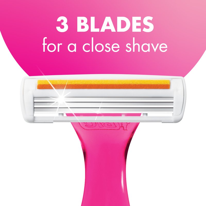 Women’s Disposable 3-Blade Razors with Vitamin E Lubricating Strip - Pack of 2
