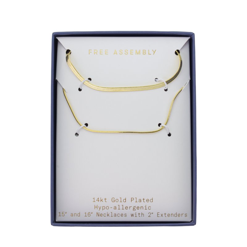 Gold & Silver 14K Gold Plated Layered Necklace Set for Women - 2 Pieces, 15-16 Inch with Extenders