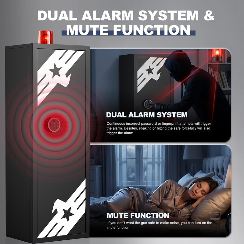 10-12 Fingerprint Gun Safe, Large Unassembled Biometric Safe with Inner Cabinet & DIY Sticker - 15D x 17.7W x 54.3H