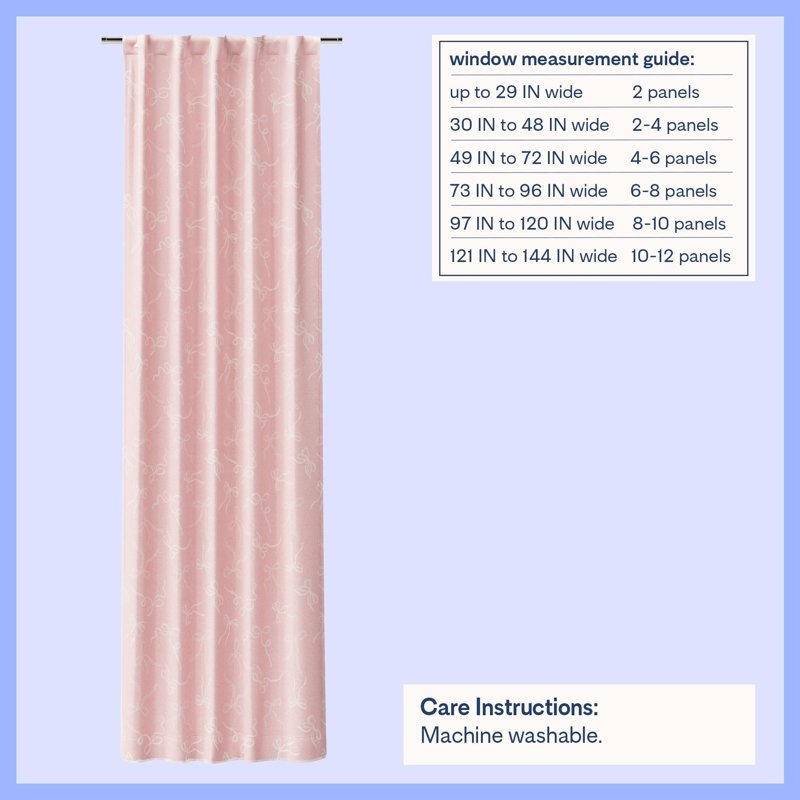 Kids Pink Ribbons Sheer & Blackout Curtain Panel with Rod Pocket & Back Tabs