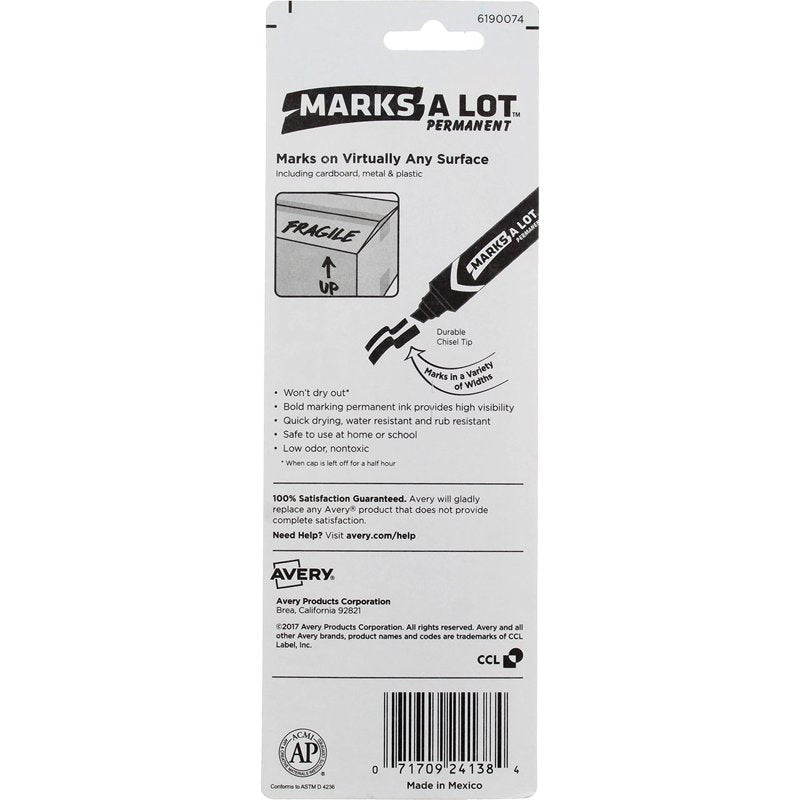 Jumbo Chisel Tip Permanent Marker - Black, Pack of 2
