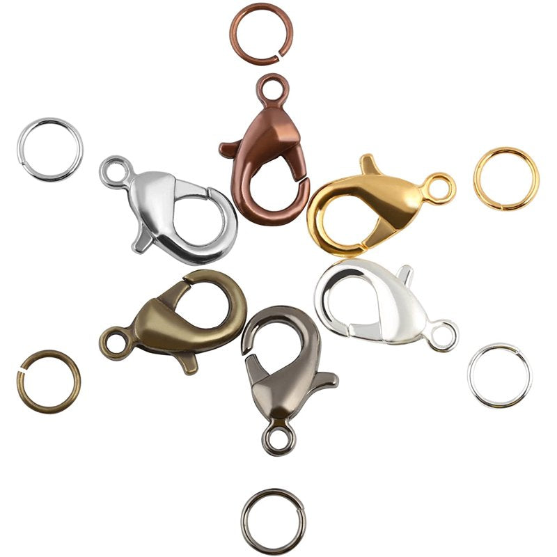 Jewelry Making Supplies 120 Lobster Clasps & 900 Jump Rings Multi-Color Set