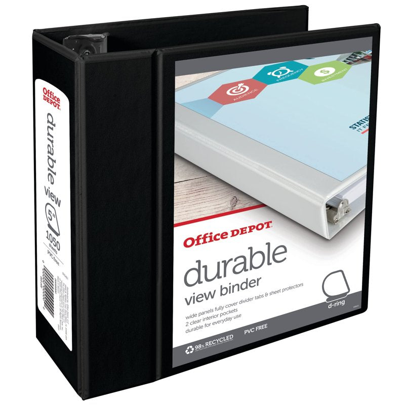 5-Inch Heavy-Duty View D-Ring Binder - 1050 Page Capacity, Black