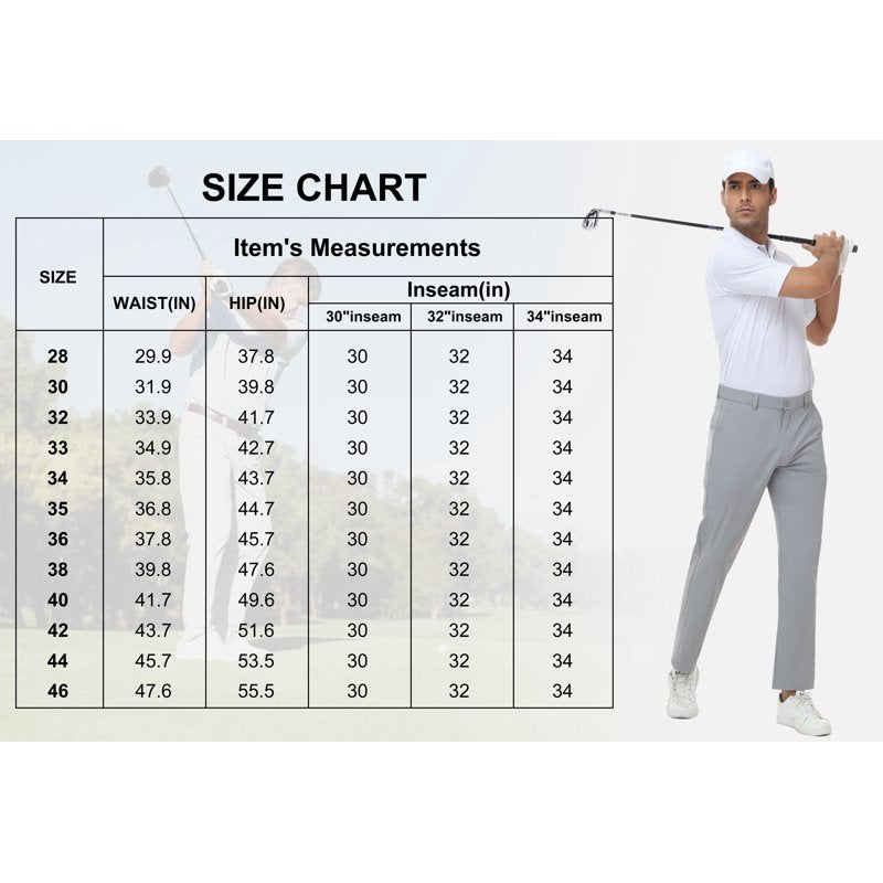 Men's Golf Pants Stretch Work Dress Pants Lightweight Quick Dry Casual Trousers