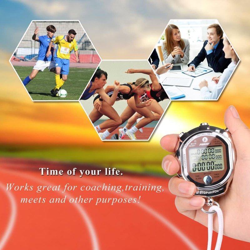 Digital Sports Stopwatch with 100 Lap Memory & 0.001s Timer