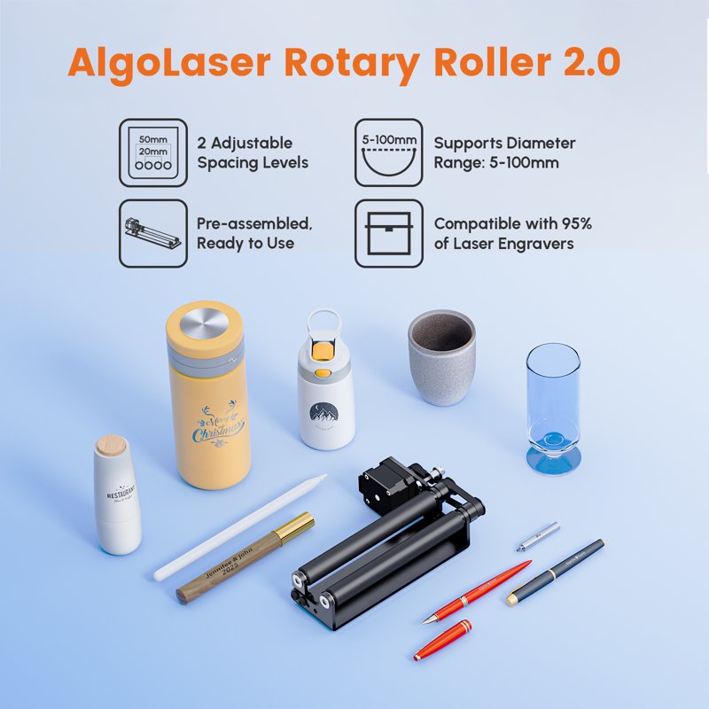 Laser Rotary Roller for Cylindrical Engraving, Adjustable Diameter 1-41mm