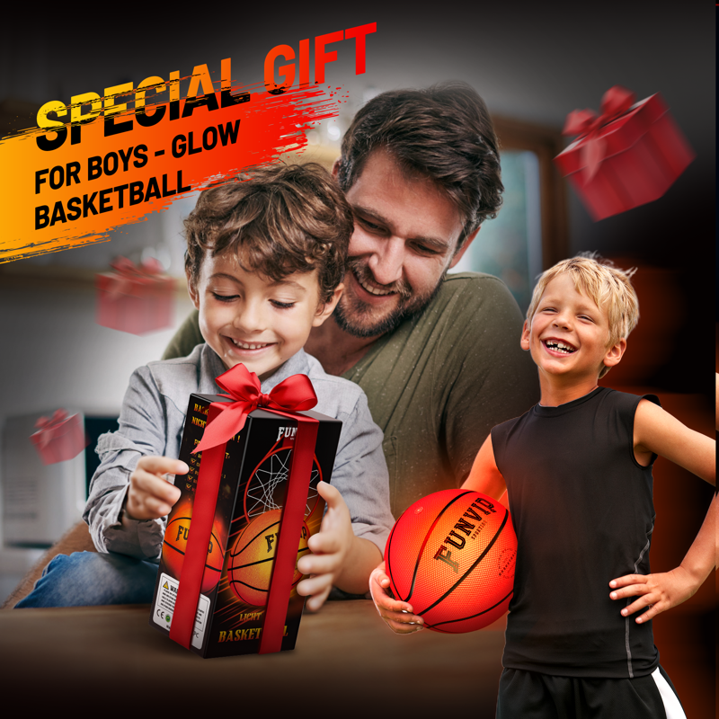Glow in The Dark Basketball - LED Light Up Outdoor Sports Toy for Kids and Teens