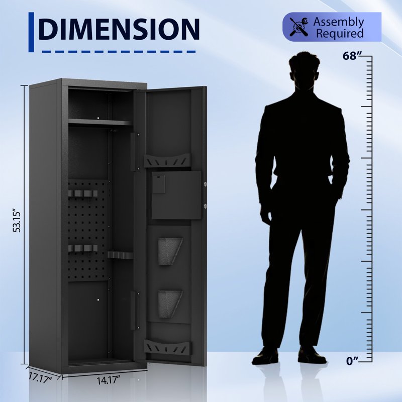 10-12 Rifle Gun Safe with Quick Access Biometric Lock and Removable Rack