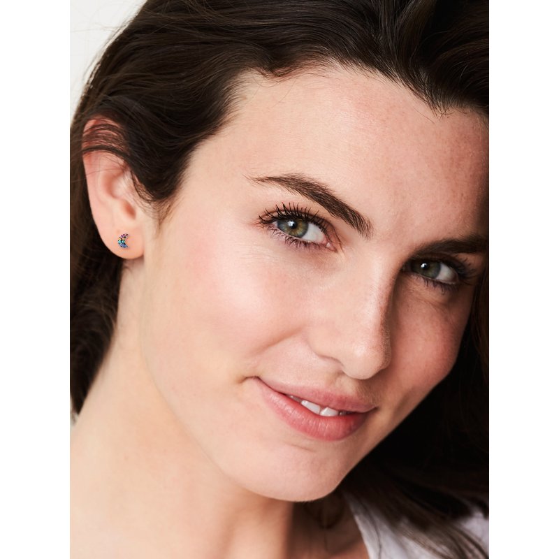 Sterling Silver Crystal Heart Star & Moon Stud Earrings Set for Girls