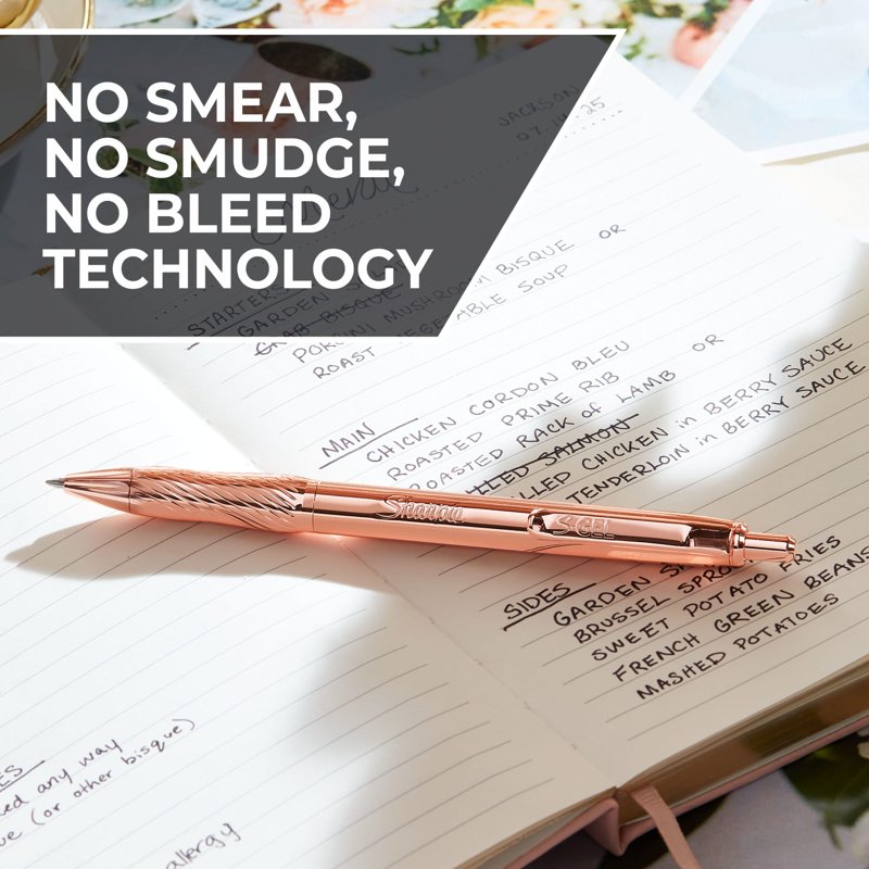 Gel Pen with Copper Metal Body and Black Ink – Refillable Writing Instrument