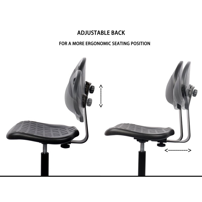 Tall Drafting Stool with Footring - Adjustable Polyurethane Ergonomic Chair