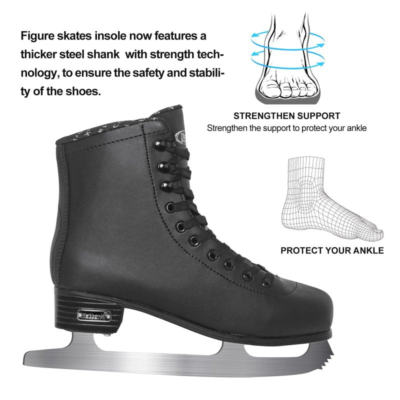 Men's Ice Skates Classic Figure Skates with Steel Blade and Support