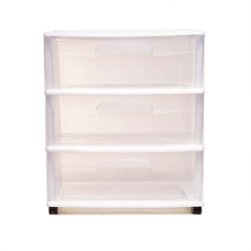 Homz 3-Drawer Storage Cart with Casters - Clear Plastic Home & Office Organizer