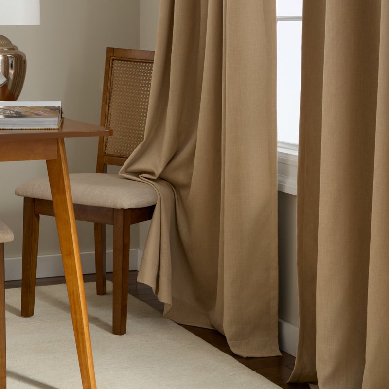 Indoor Blackout Linen Textured Curtains Set - Energy Efficient, 2-Pack