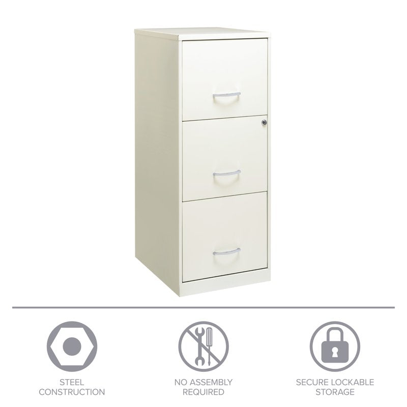 Vertical Metal File Cabinet with Lock - 3 Drawers for Office & Home