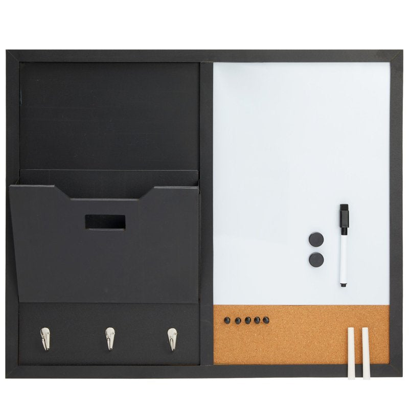 Wall Organizer with Whiteboard Corkboard & Chalkboard - 22x18 in