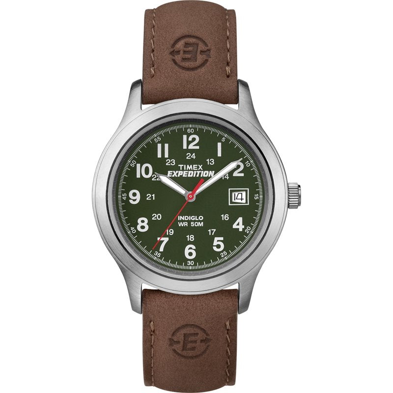 Men's Expedition Metal Field Watch with Leather Strap - 39mm Outdoor Watch
