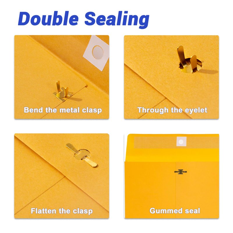 Heavy Duty Manila Envelopes with Clasp 9x12 Inch Bulk Pack - Expandable Office & Mailing Storage