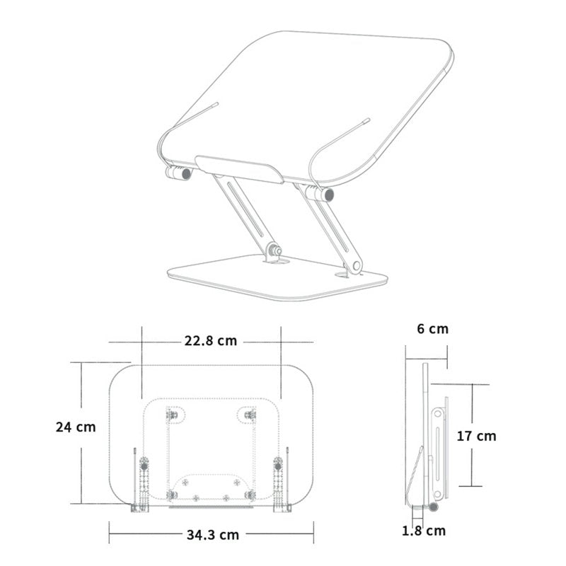 Adjustable Book Stand with 360° Rotating Base – Laptop & Recipe Holder, Foldable Desk Riser