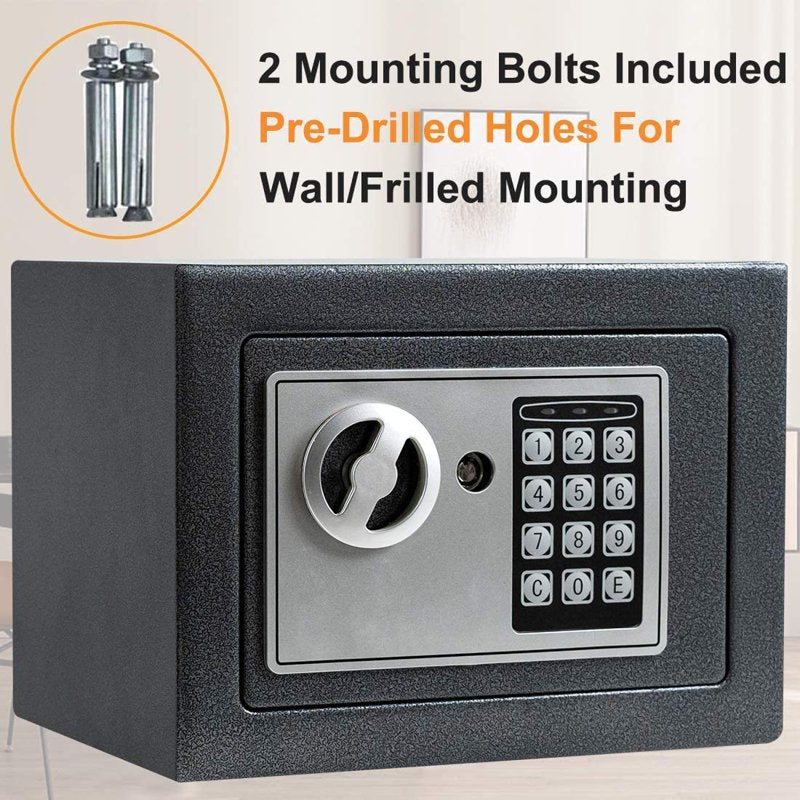 Electronic Digital Safe Box 0.25 Cu Ft Home Office Security Lock with Keypad