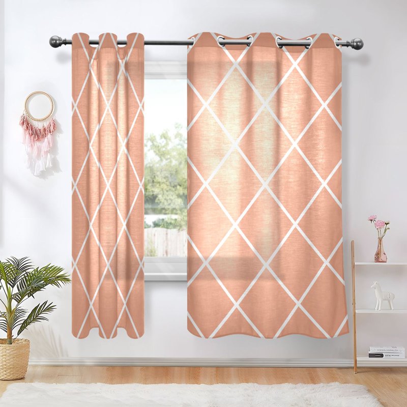 Sheer Curtain Set 2 Panels Grommet Light Filtering Drapes for Bedroom & Living Room