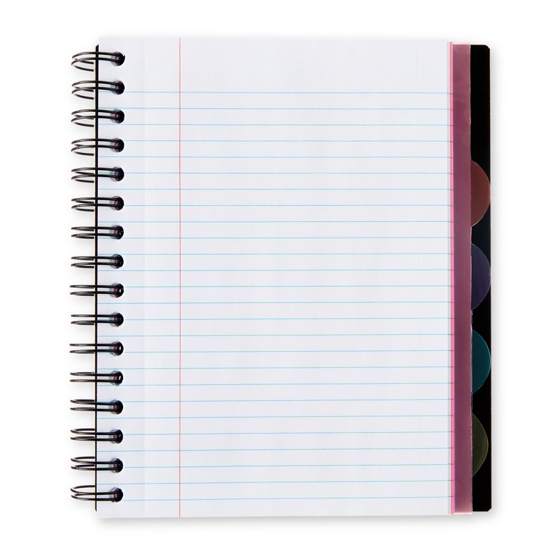 5-Subject Poly Notebook with Repositionable Dividers - 6x8.26 Black, 150 Sheets