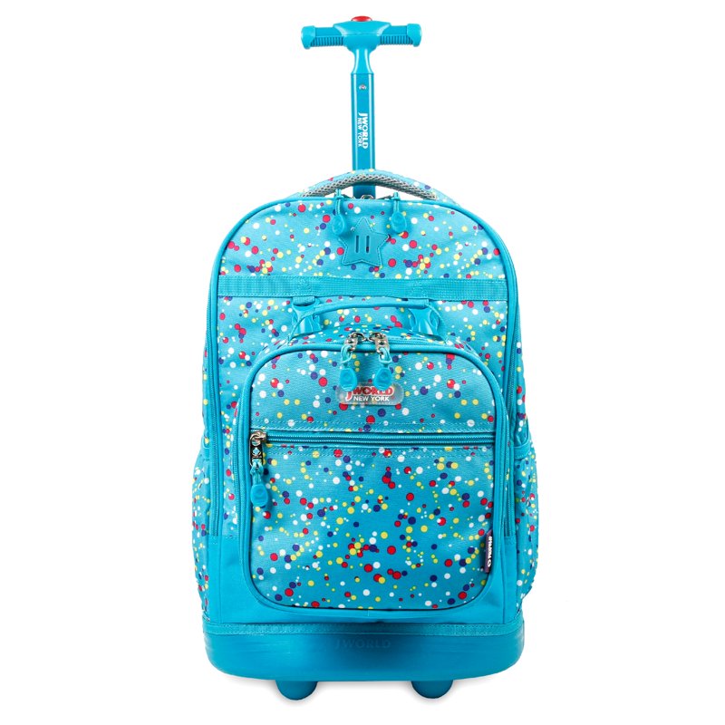 Kids 18-Inch Rolling Backpack with Detachable Lunch Box Set - Color Dots