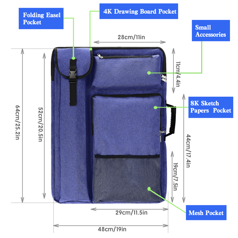 Artist Backpack for 18x24 Artworks and Supplies - Waterproof, Multi-Compartment