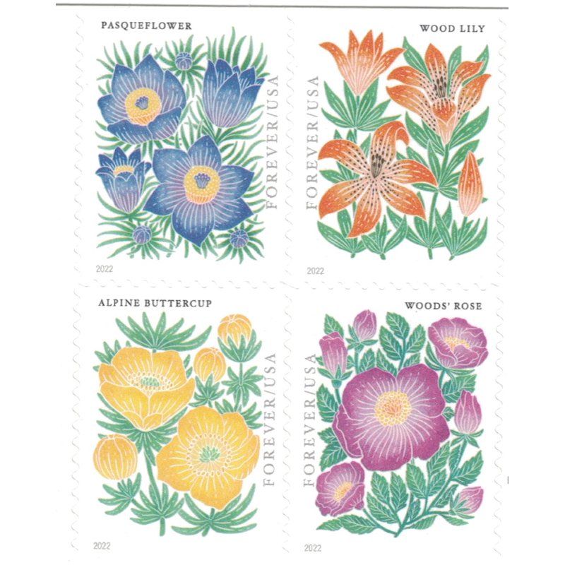 USPS Forever Postage Stamp Book of 20 Mountain Flora Flower Art First Class