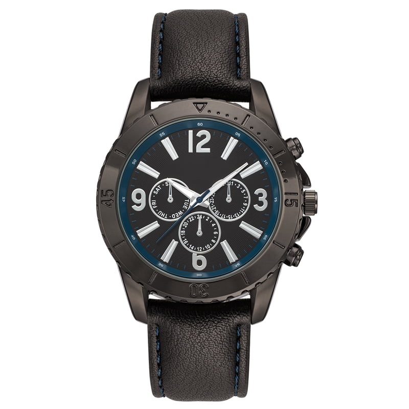 Men's Casual Black Watch with Alloy Case and Black PU Strap