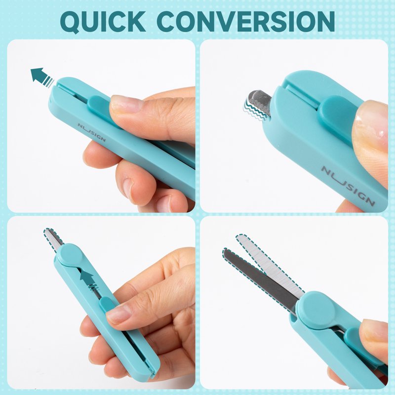 Multipurpose 2-in-1 Scissors & Retractable Box Cutter Set - 4 Pack