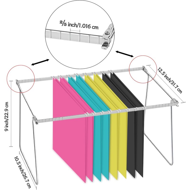 Heavy Duty Steel Hanging File Frame - Adjustable Letter Size Organizer, 2 Pack