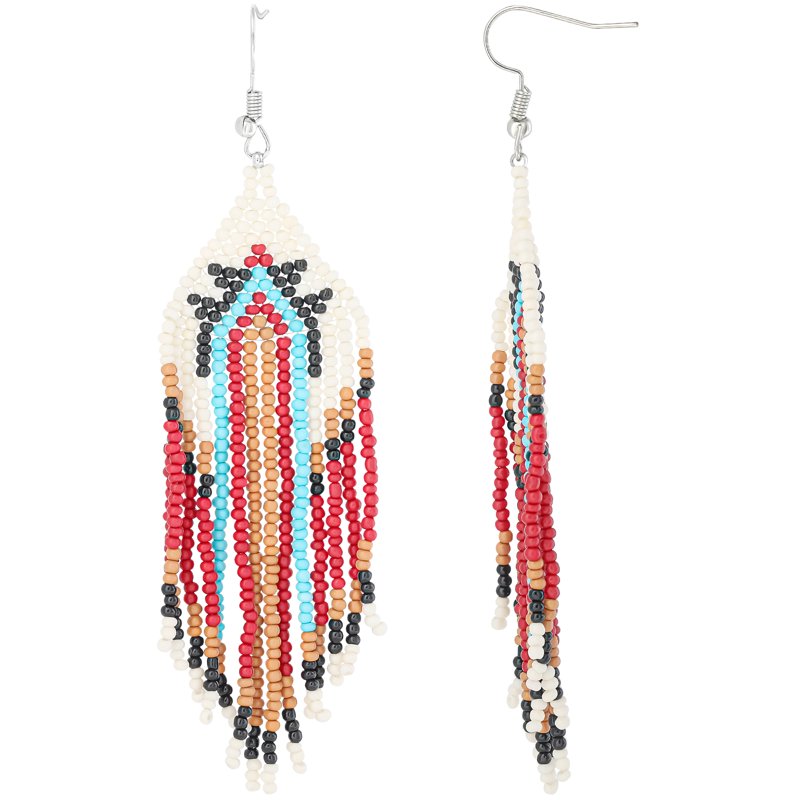 Jessica Simpson Beaded Drop Earrings for Women - Boho Chic Multi-Color Jewelry