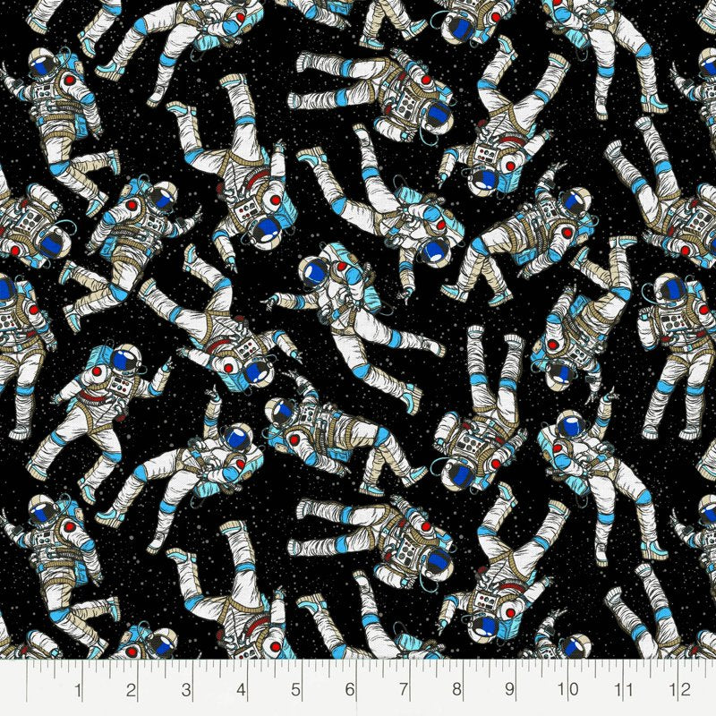 Cotton Astronaut Fabric Half Yard Black 42 Inch for Sewing & Crafting