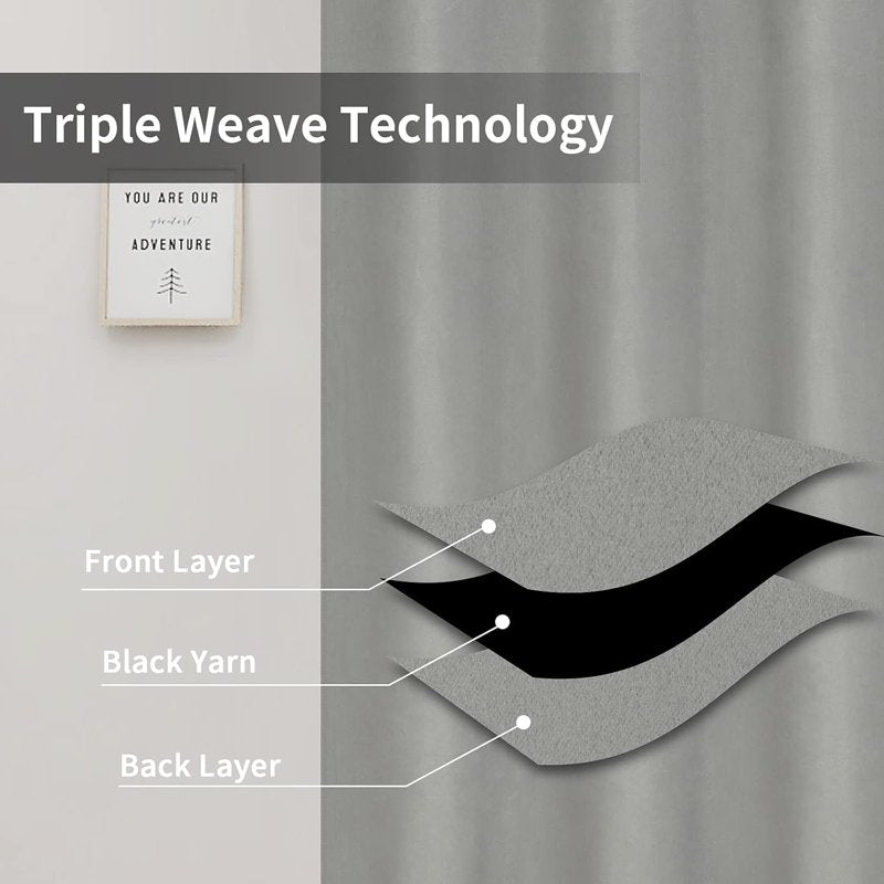 Room Darkening Noise-Reducing Blackout Curtains - Insulated Thermal Drapes