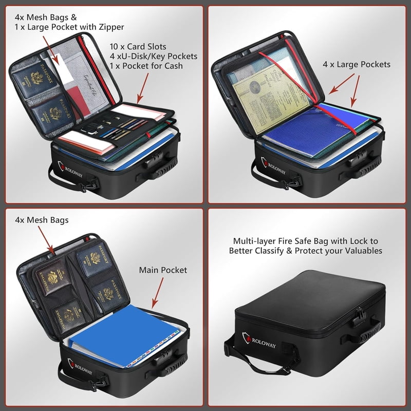 Fireproof Document Bag with Lock - Heat Insulated Safe for Important Files