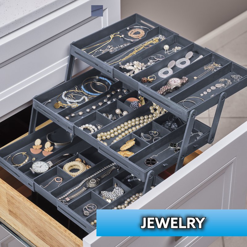 3-Tier Drawer Organizer for Kitchen Jewelry Office Storage - Expandable