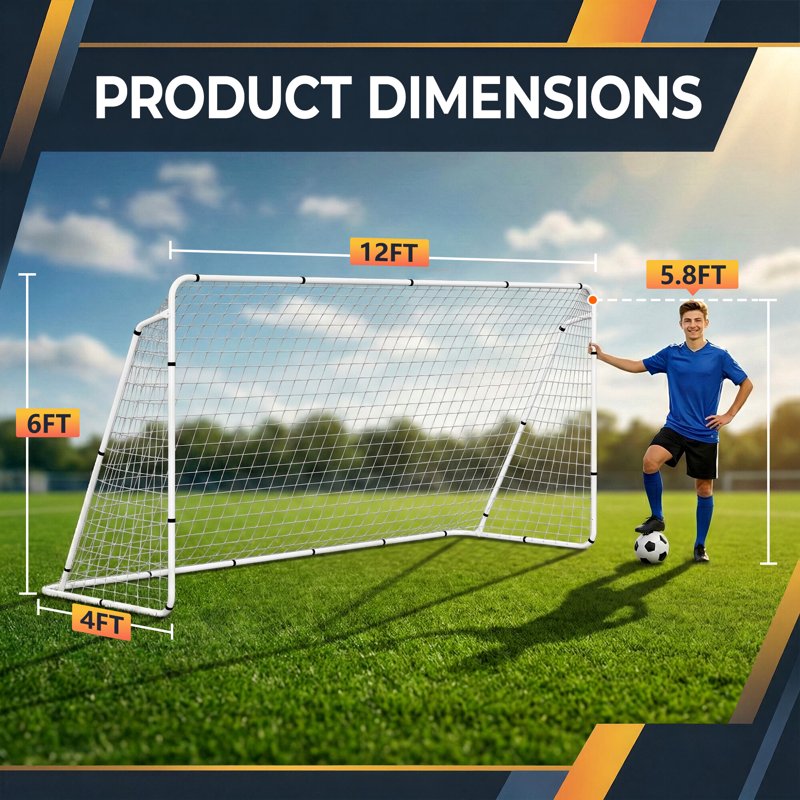 12' x 6' Portable Soccer Goal with Steel Frame – Backyard Training Net (2 Pack) – ZENY