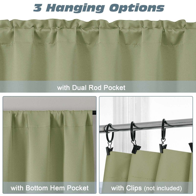 Sage Window Valance 60x18 Inches - Kitchen & Living Room Curtain with Rod Pocket