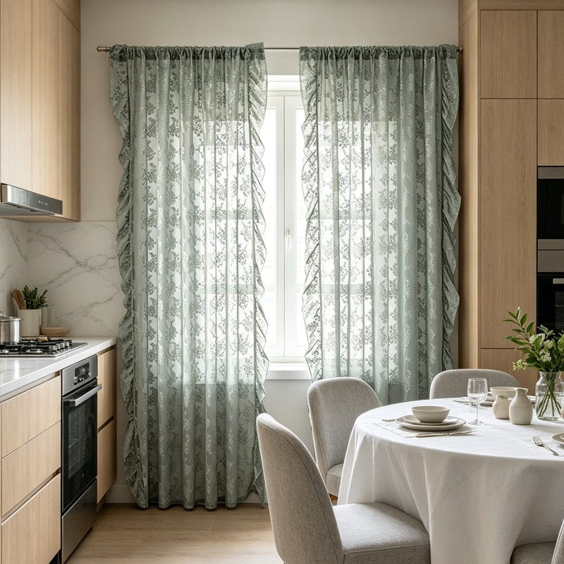Semi-Sheer Curtains 78 Inch Long French Style Lace Window Drapes for Living Room and Bedroom