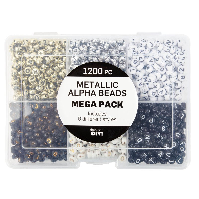 Metallic Alphabet Bead Mega Mix - 1200pcs Craft & Jewelry Supplies