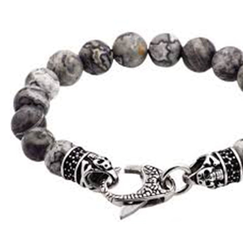 Men's Cubic Zirconia Link Bracelet in Black Leather & Gold Stainless Steel 8 Inch