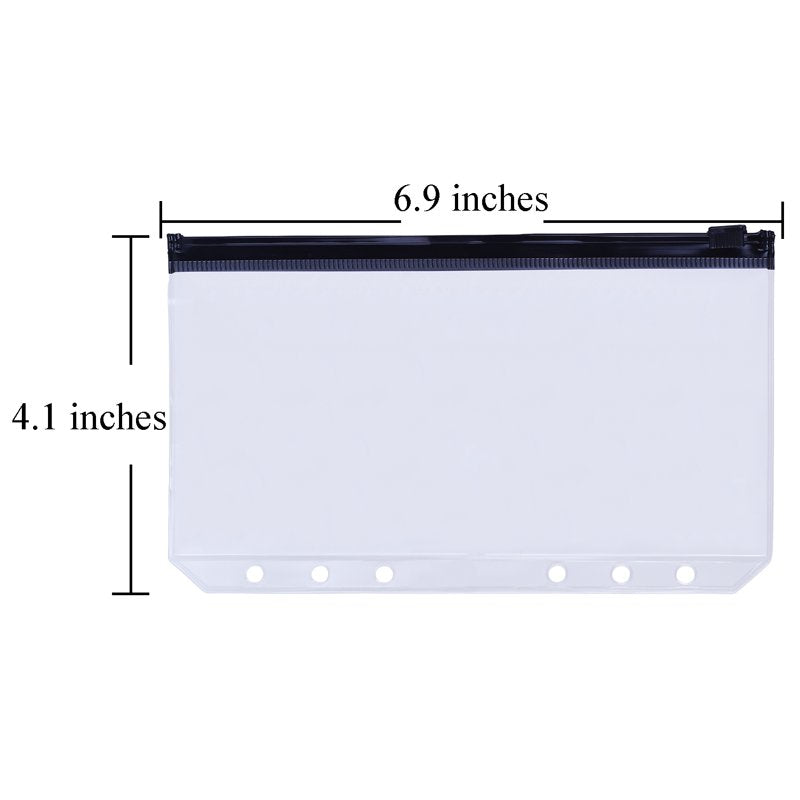 A6 Waterproof Zipper Binder Pockets - Multicolor Organizers for 6-Ring Notebooks, 12 Pack