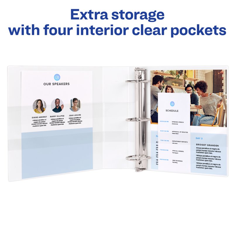 3-Inch Round Ring View Binders - White, 4 Pack for Office & School