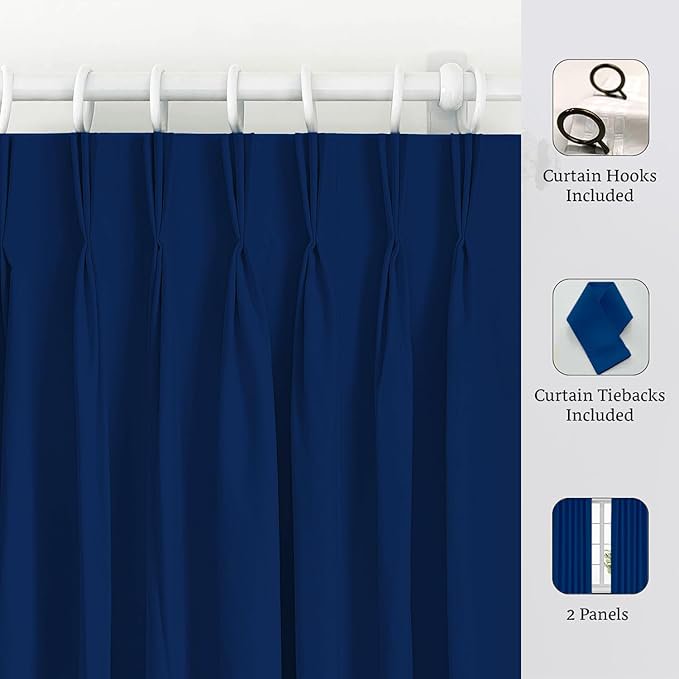 Blackout Pinch Pleat Curtains - Thermal Insulated Room Darkening Drapes for Bedroom & Living Room