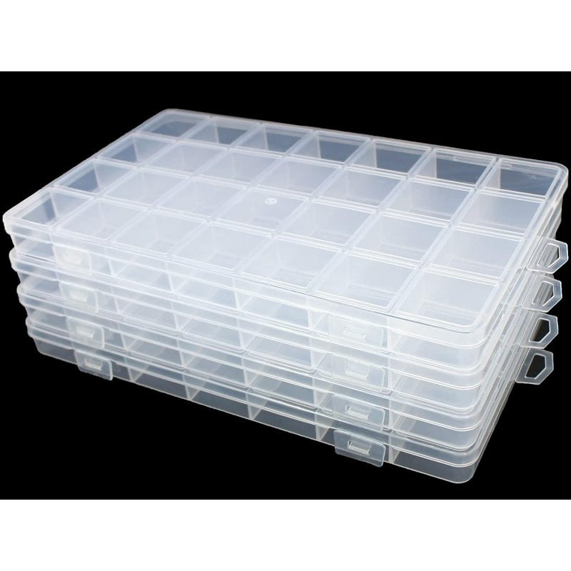 28-Grid Bead Organizer Plastic Storage Box Set with Fixed Dividers - Jewelry & Craft Supplies