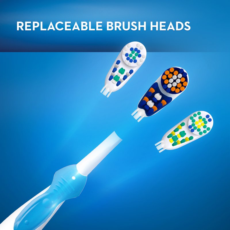 Electric Toothbrush for Adults and Kids 3+ - 3D White Battery-Powered, Replaceable Heads