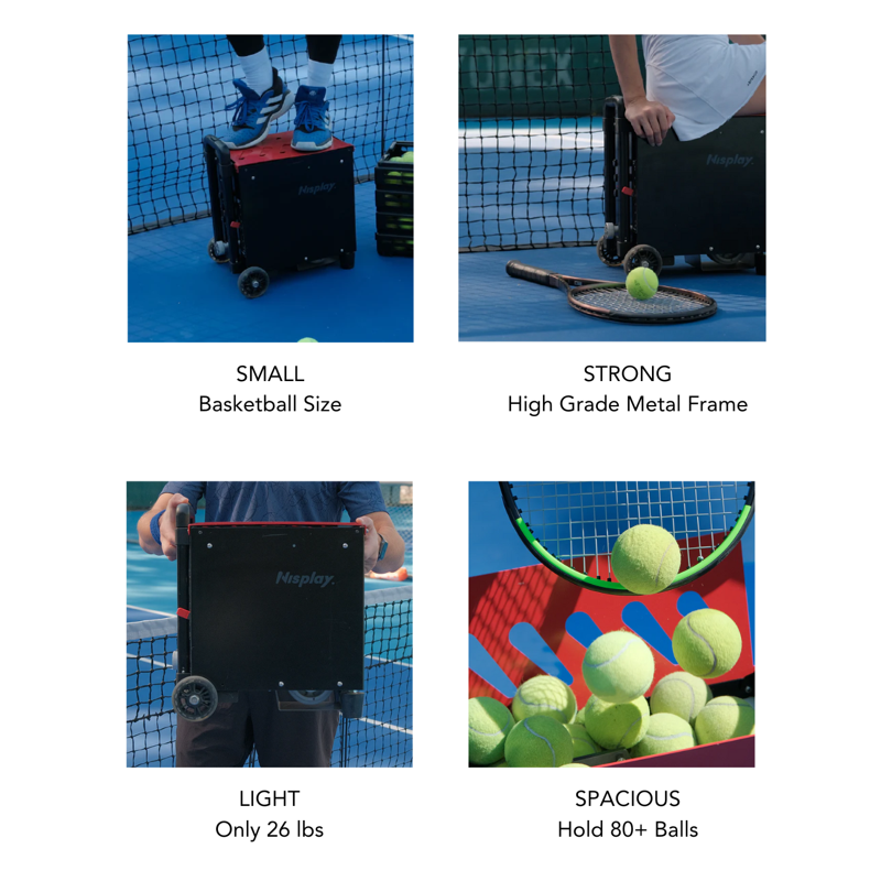 Portable Tennis Ball Machine with Dual Motors, 80+ Balls, 68 MPH Speed, Lightweight & Rechargeable